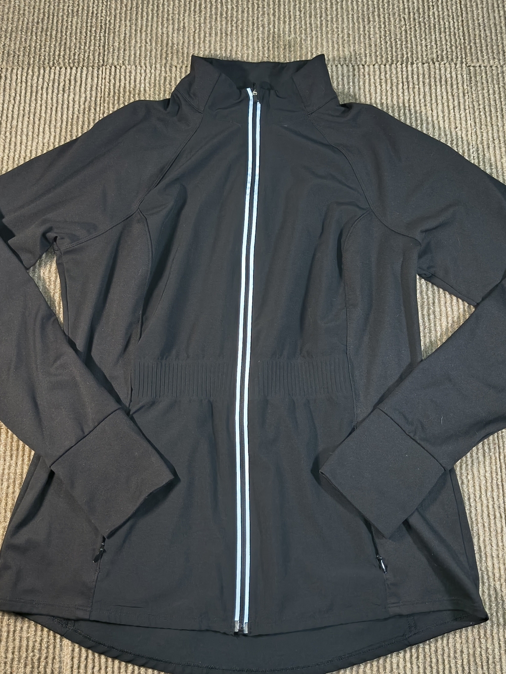 Avia Black Women's Full-Zip Hoodie with Light Blue Zipper Trim